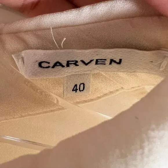 Carven Women's Button Front Mini Shirt Dress 40 / S Long Puff Sleeve Flowy - Picture 8 of 8